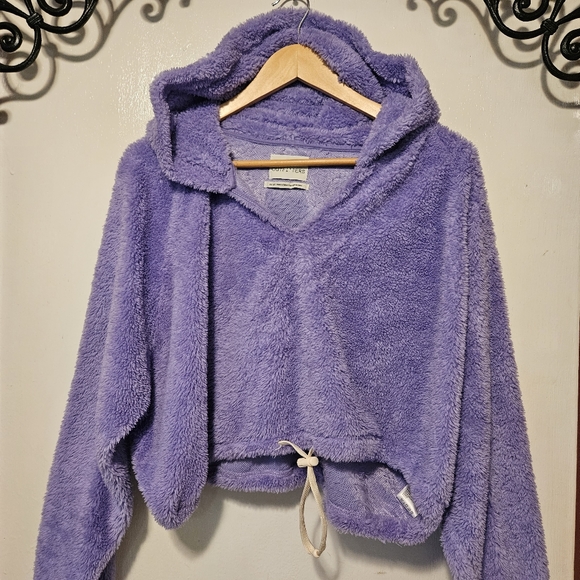 Urban Outfitters Oversized Fuzzy Fleece Cropped Hoodie - Picture 2 of 12